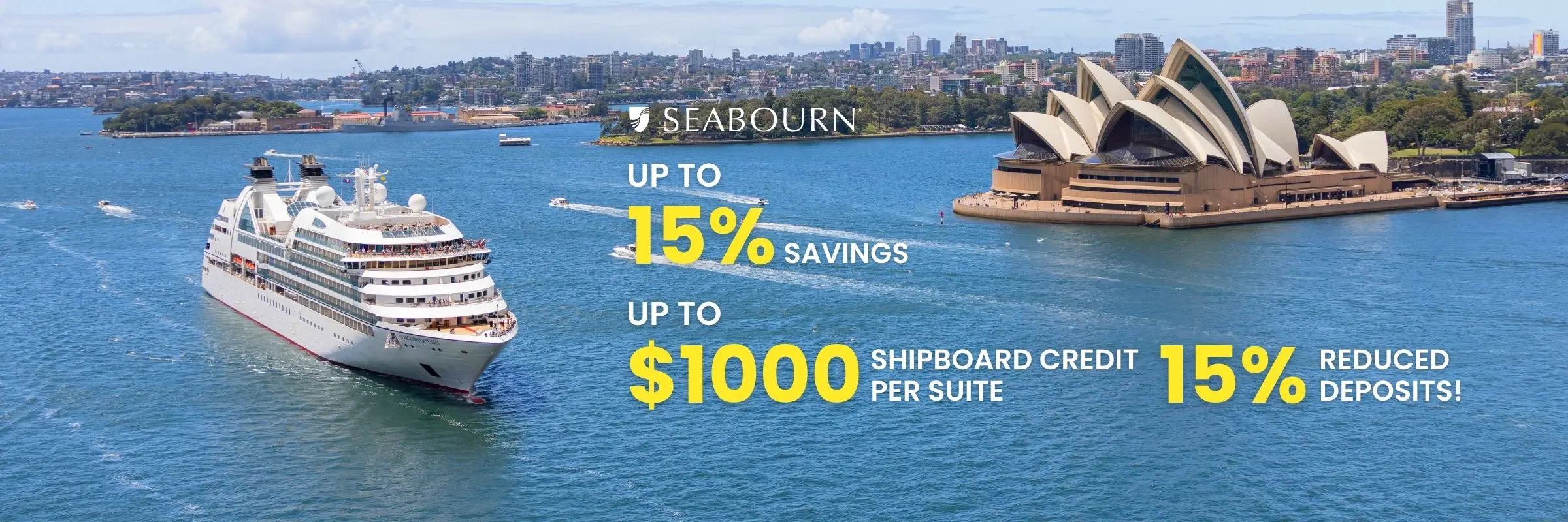 Up to $1,000 Shipboard Credit per Suite + 15% Reduced Deposits + Up to 15% Savings 