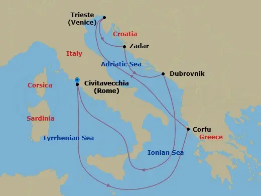 Itinerary schematic diagram