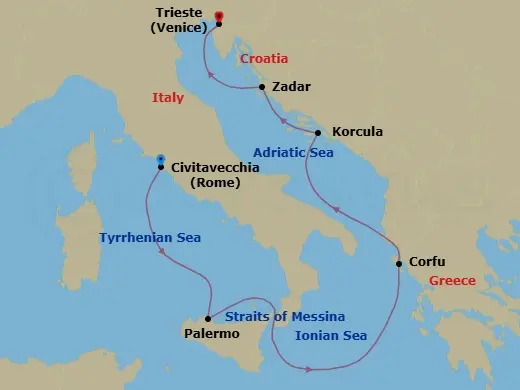 Itinerary schematic diagram