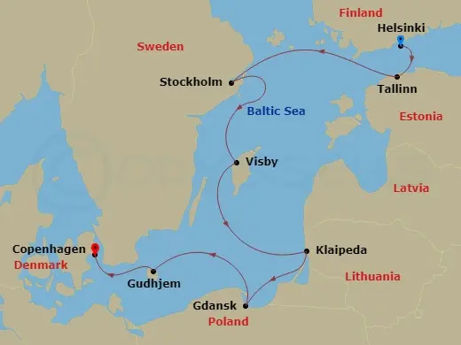 Itinerary schematic diagram