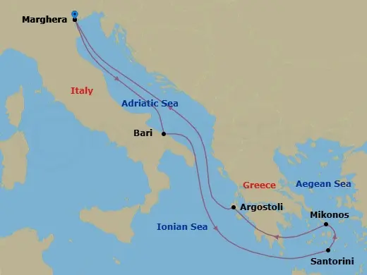 Itinerary schematic diagram