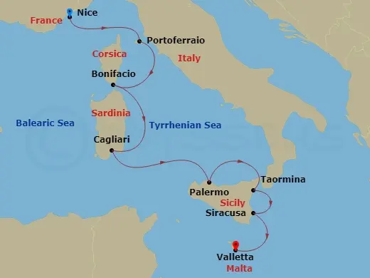 Itinerary schematic diagram