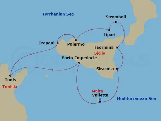 Itinerary schematic diagram