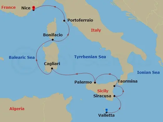 Itinerary schematic diagram